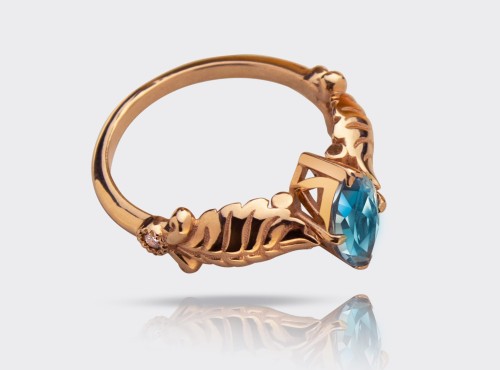 GALADRIEL |  Pierścionek zaręczynowy z topazem i diamentami | TYVODAR