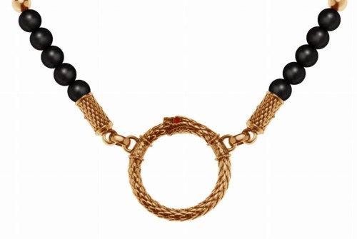 Złoty JORMUNGAND na czarnych onyksach | TYVODAR