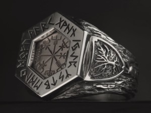 Sygnet z kompasem wikingów  | Srebro 925 | TYVODAR 