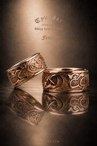 GOLD FENRIR | Złote nordyckie obrączki wysadzane diamentami | Złoto 585 | TYVODAR