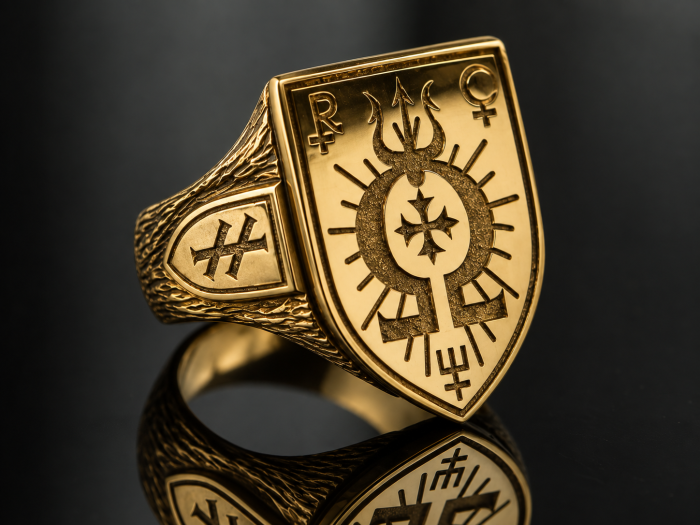 OMEGA Złoty sygnet ze złota | Złoto 14k | HATE
