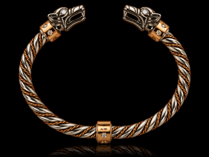 Diamentowy Fenrir | Złota bransoleta z wilkami | TYVODAR