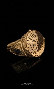 VEGVISIR | Sygnet z kompasem wikingów | Złoto 585 | TYVODAR