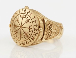VEGVISIR | Sygnet z kompasem wikingów | Złoto 585 | TYVODAR