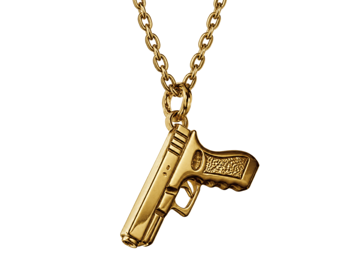 Gold gun pendant | TYVODAR