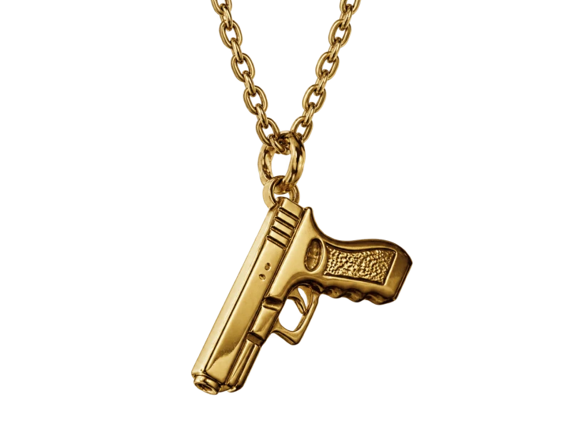 Gold gun pendant | TYVODAR