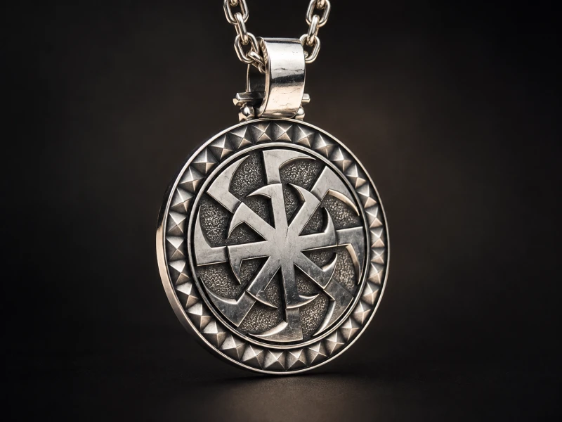 Srebrny medalion z solarnym emblematem.png