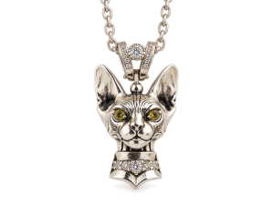 SPHINX NOIR Naszyjnik z kotem | Srebro 925 | TYVODAR