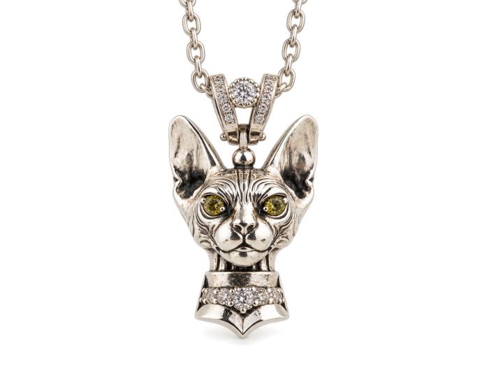 SPHINX NOIR Naszyjnik z kotem | Srebro 925 | TYVODAR