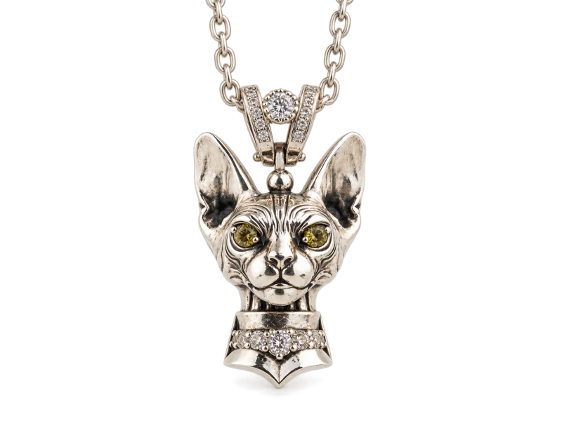 SPHINX NOIR Naszyjnik z kotem | Srebro 925 | TYVODAR