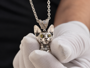 SPHINX NOIR Naszyjnik z kotem | Srebro 925 | TYVODAR