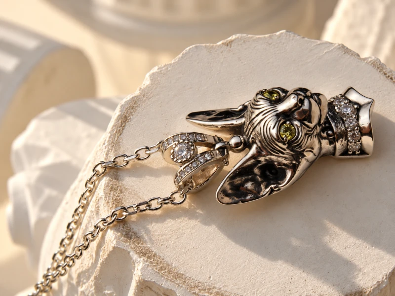 SPHINX NOIR Necklace with Cat Pendant | 925 Sterling Silver | TYVODAR