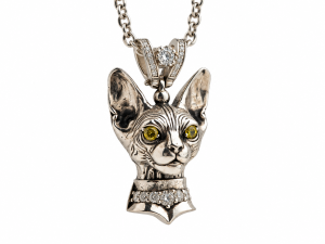 SPHINX NOIR Necklace with Cat Pendant | 925 Sterling Silver | TYVODAR