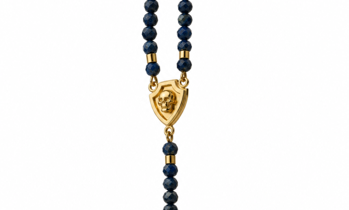 Łańcuch z lapis lazuli i złotych czaszek | TYVODAR