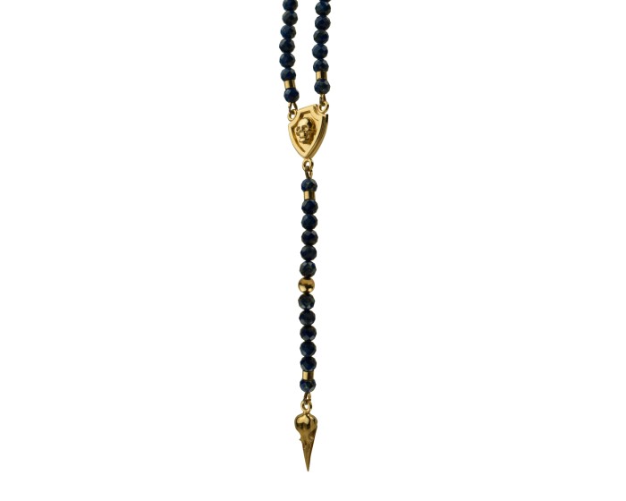 Łańcuch z lapis lazuli i złotych czaszek | TYVODAR