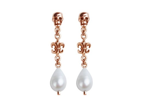 KOLCZYKI Z CZASZKAMI I MORSKIMI PERŁAMI | ZŁOTO VERMEIL | TYVODAR