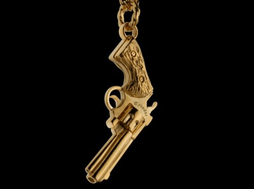 Naszyjnik ze złotym rewolwerem | Złoto Vermeil | TYVODAR 