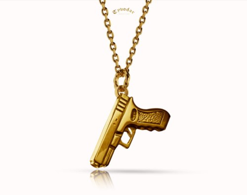 Gold gun pendant | TYVODAR 