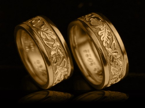 MISTLETOE Złote słowiańskie obrączki  |  Złoto próby 750 | TYVODAR 