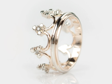 Pierścionek złota korona wysadzana diamentami | TYVODAR